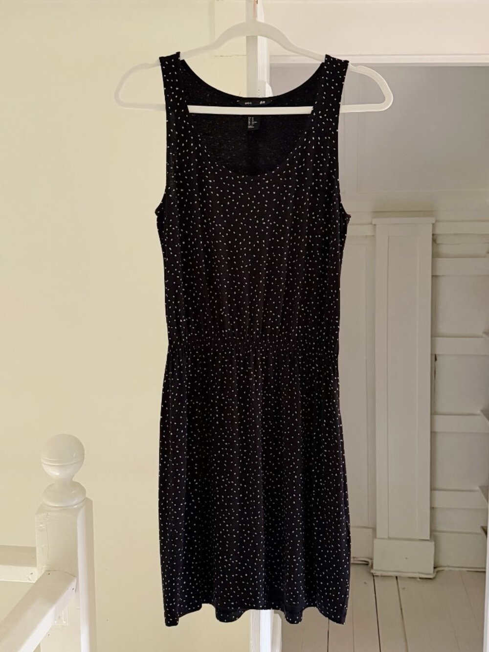 H&M Dot Print Blouson Waist Mini Dress Black/White Size XS - Picture 5 of 9